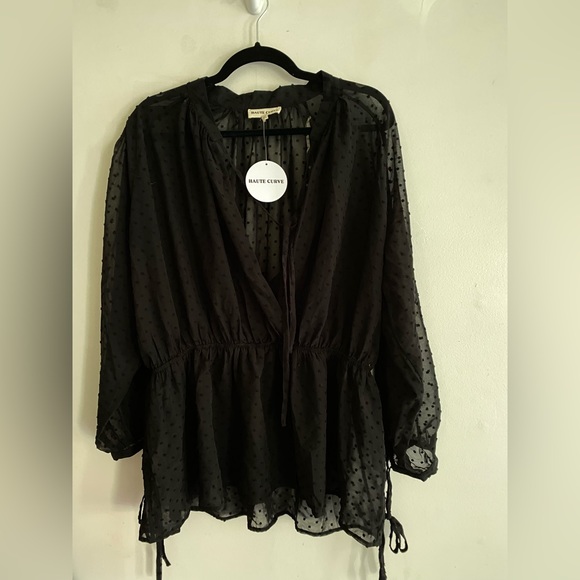 Forever21 / Haute Curve Size 2XL Black Peplum Blouse - Picture 4 of 6